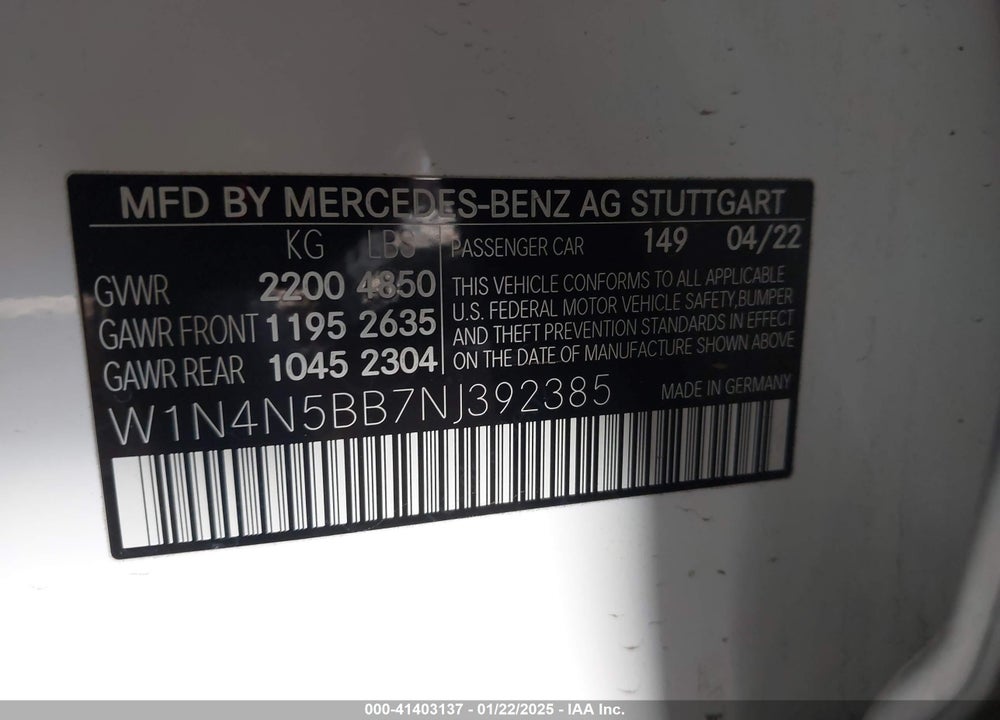 2022 MERCEDES-BENZ AMG GLA 35 4MATIC VIN: W1N4N5BB7NJ392385