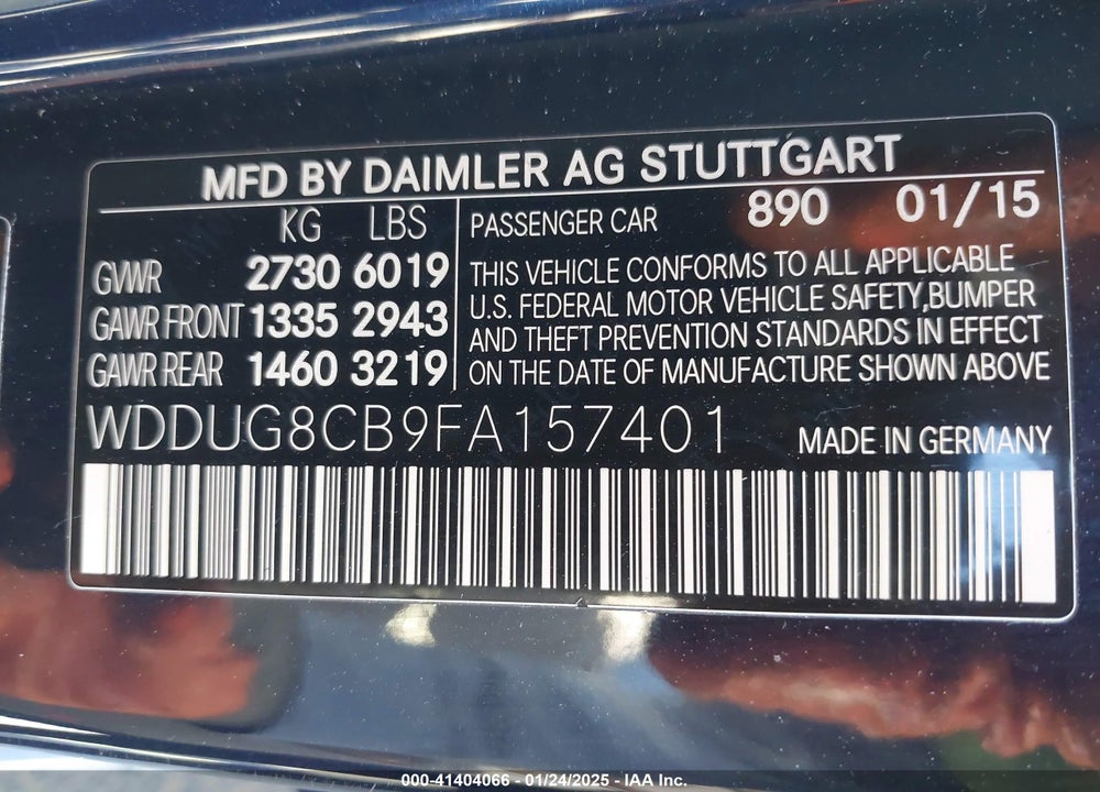 2015 MERCEDES-BENZ S 550 VIN: WDDUG8CB9FA157401