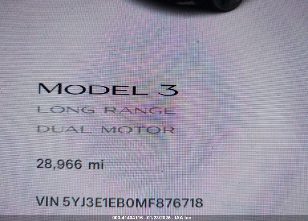 2021 TESLA MODEL 3 VIN: 5YJ3E1EB0MF876718