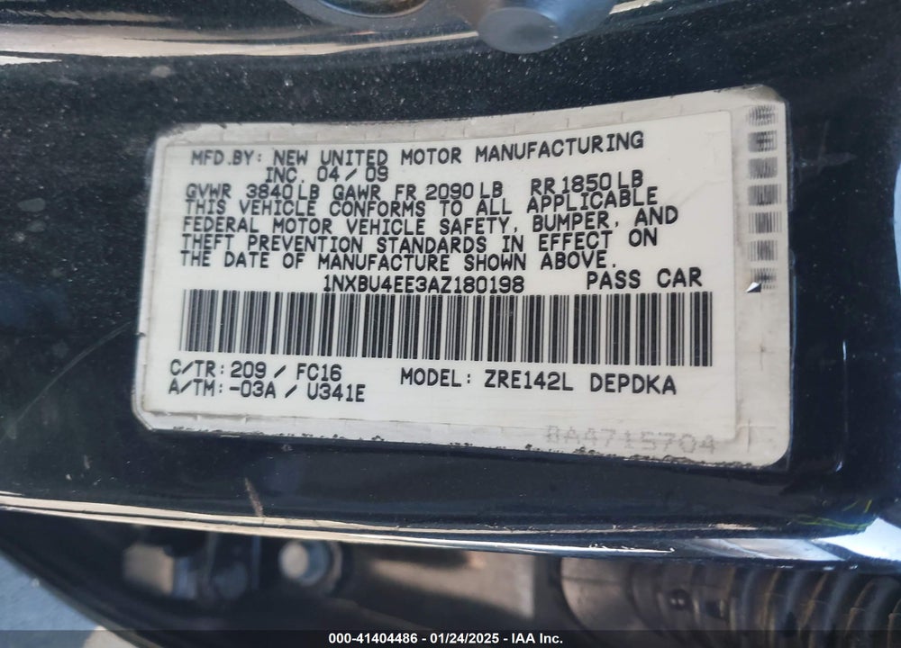 2010 TOYOTA COROLLA LE VIN: 1NXBU4EE3AZ180198