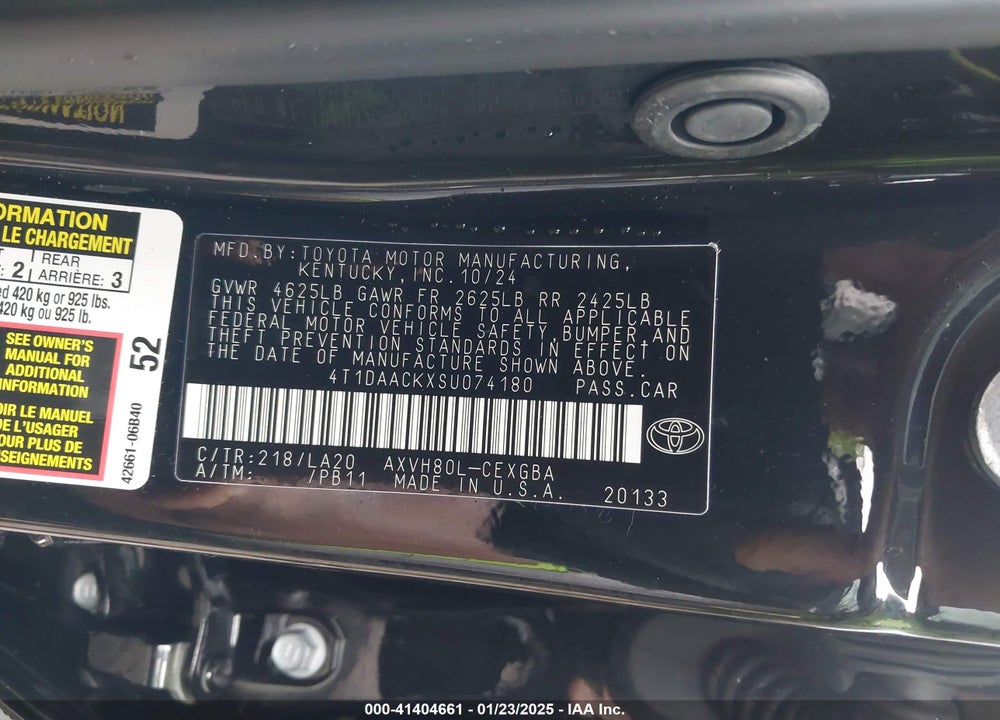 2025 TOYOTA CAMRY VIN: 4T1DAACKXSU074180