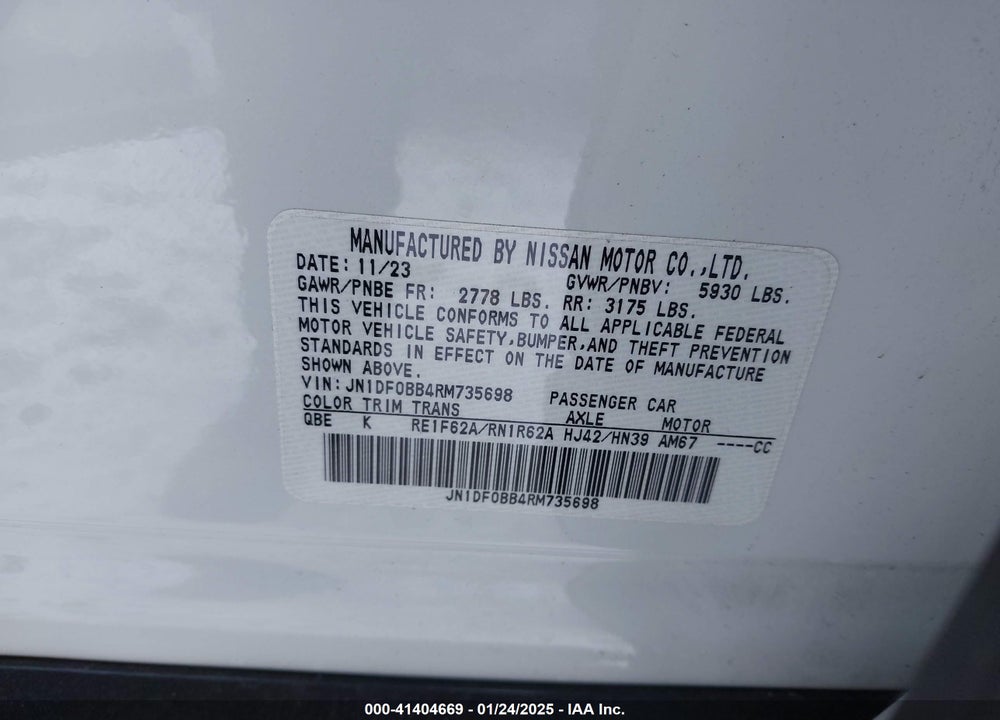 2024 NISSAN ARIYA EVOLVE+ VIN: JN1DF0BB4RM735698