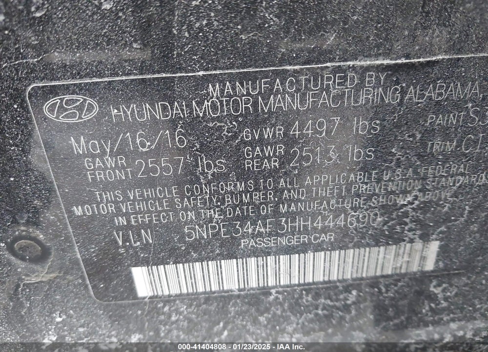2017 HYUNDAI SONATA VIN: 5NPE34AF3HH444690
