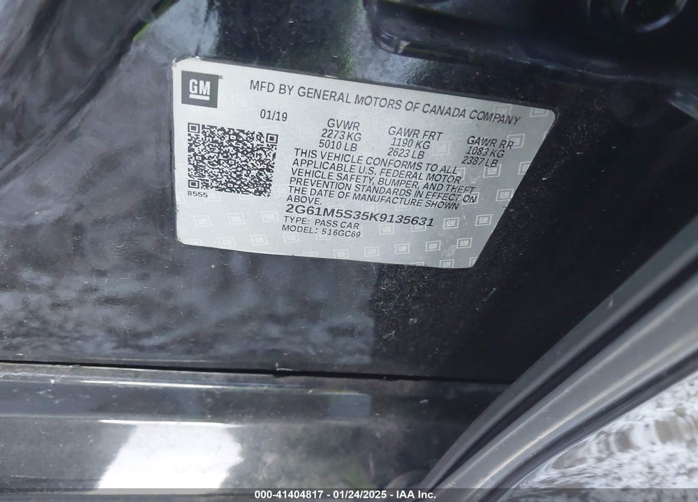 2019 CADILLAC XTS VIN: 2G61M5S35K9135631