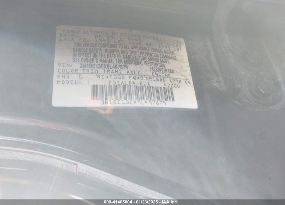 2009 NISSAN VERSA 1.8S VIN: 3N1BC13EX9L497879