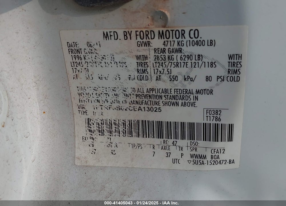 2012 FORD F-350 XL VIN: 1FTRF3B62CEA13025