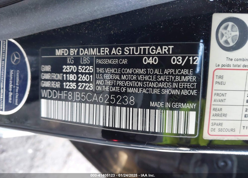 2012 MERCEDES-BENZ E 350 4MATIC VIN: WDDHF8JB5CA625238