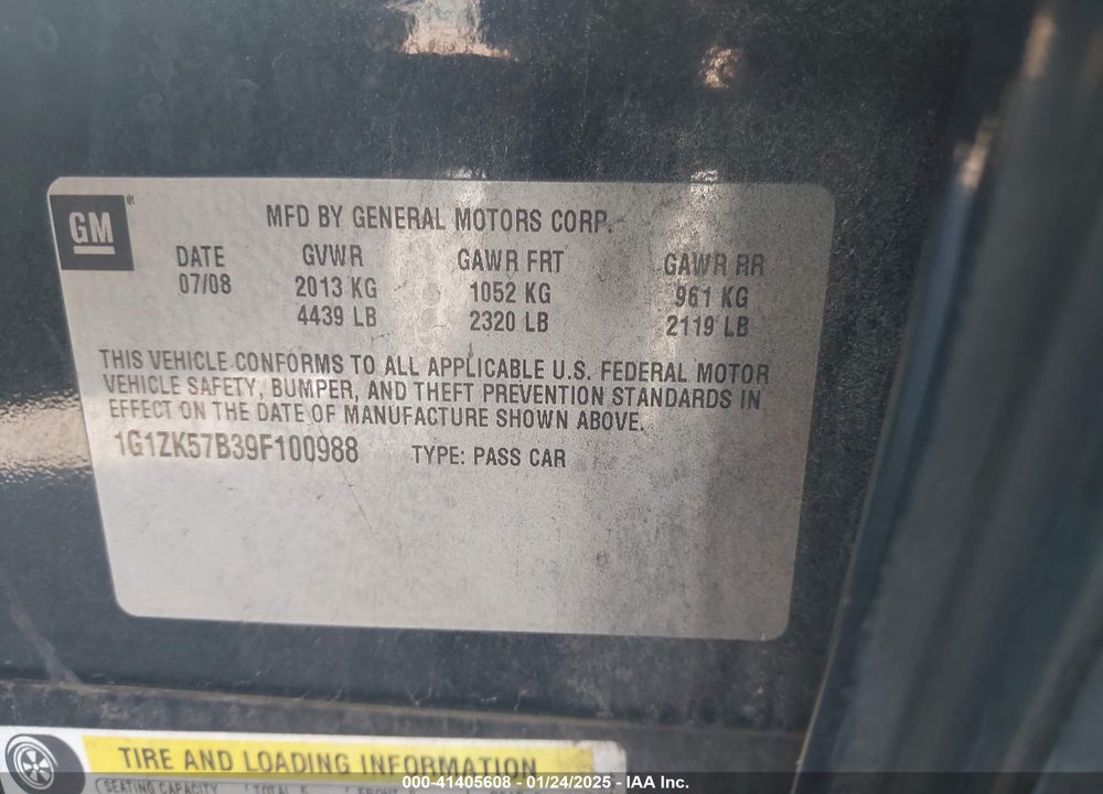 2009 CHEVROLET MALIBU LTZ VIN: 1G1ZK57B39F100988