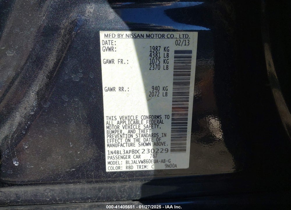 2013 NISSAN ALTIMA 3.5 SL VIN: 1N4BL3AP8DC230229