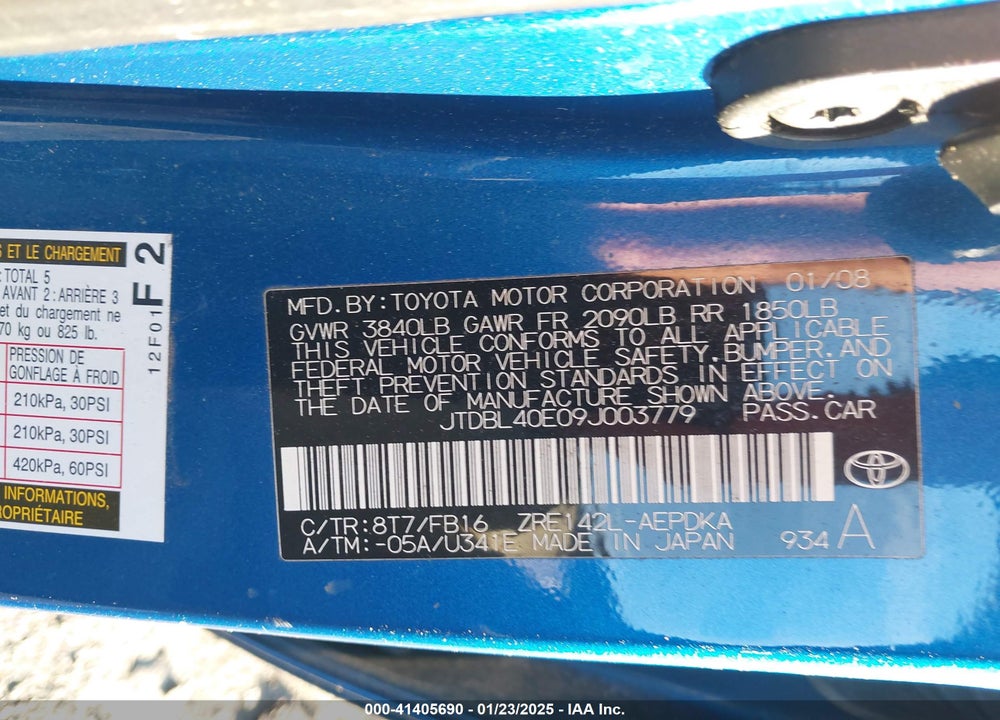 2009 TOYOTA COROLLA LE VIN: JTDBL40E09J003779