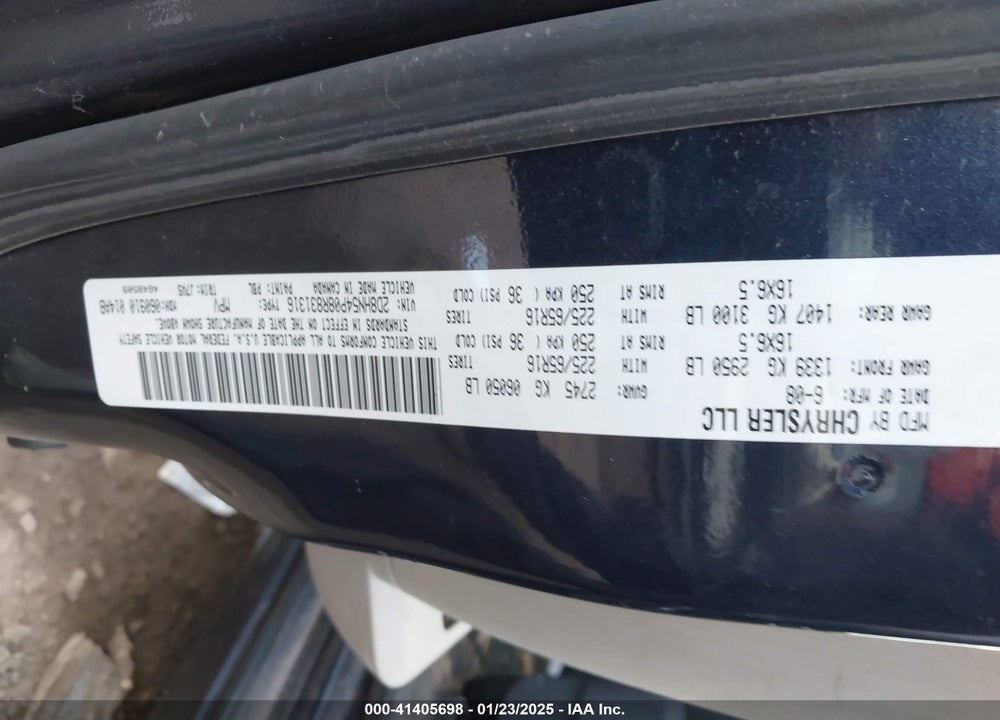 2008 DODGE GRAND CARAVAN SXT VIN: 2D8HN54P08R831316