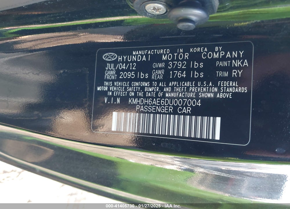2013 HYUNDAI ELANTRA VIN: KMHDH6AE6DU007004