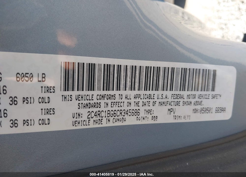 2012 CHRYSLER TOWN & COUNTRY TOURING VIN: 2C4RC1BG6CR345686