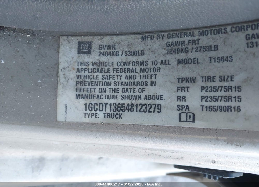 2004 CHEVROLET COLORADO LS VIN: 1GCDT136548123279