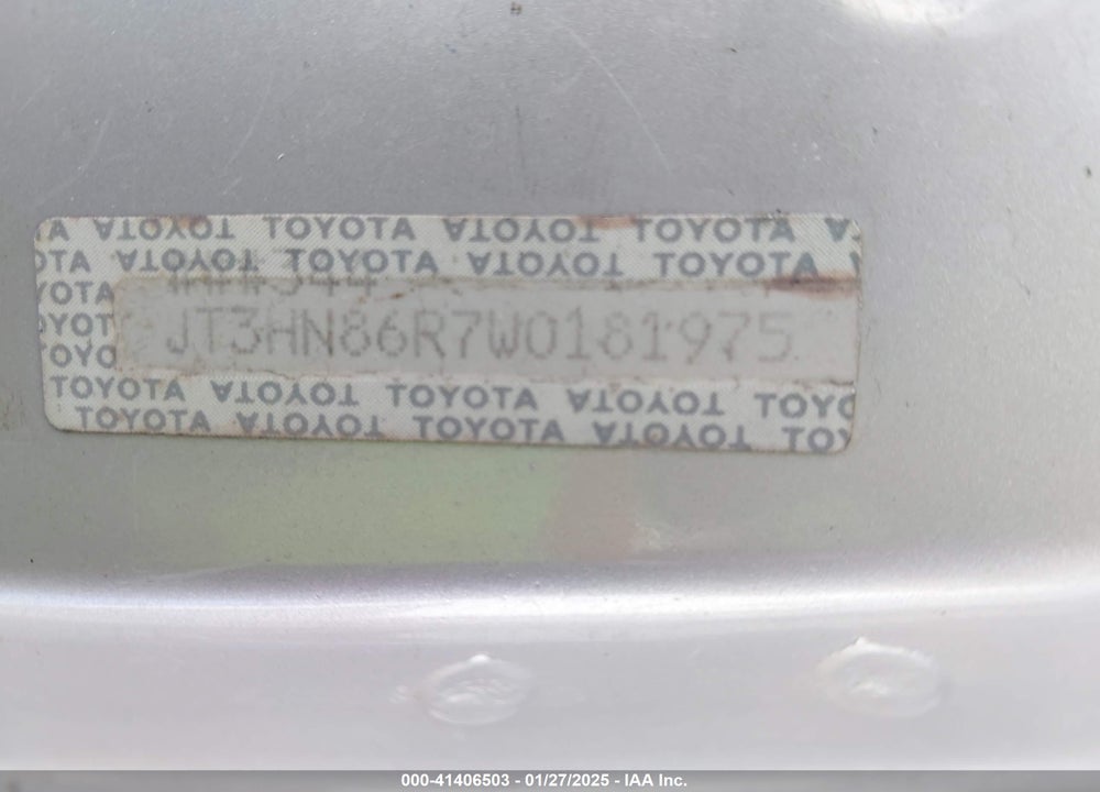 1998 TOYOTA 4RUNNER SR5 V6 VIN: JT3HN86R7W0181975