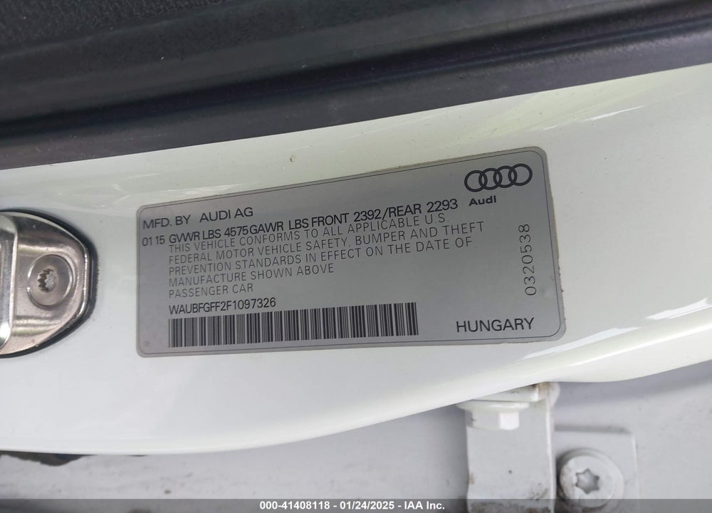 2015 AUDI A3 VIN: WAUBFGFF2F1097326