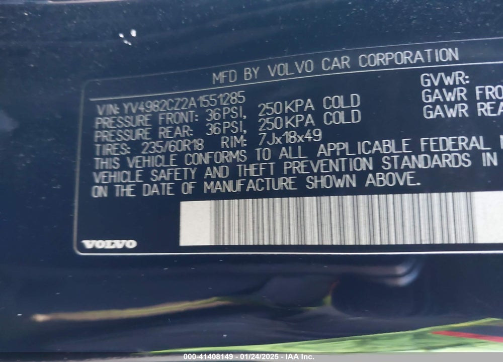 2010 VOLVO XC90 3.2 VIN: YV4982CZ2A1551285