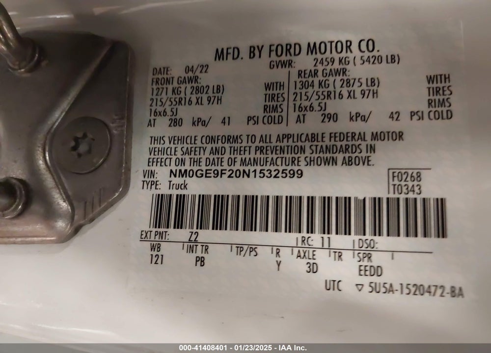 2022 FORD TRANSIT CONNECT XLT PASSENGER WAGON VIN: NM0GE9F20N1532599