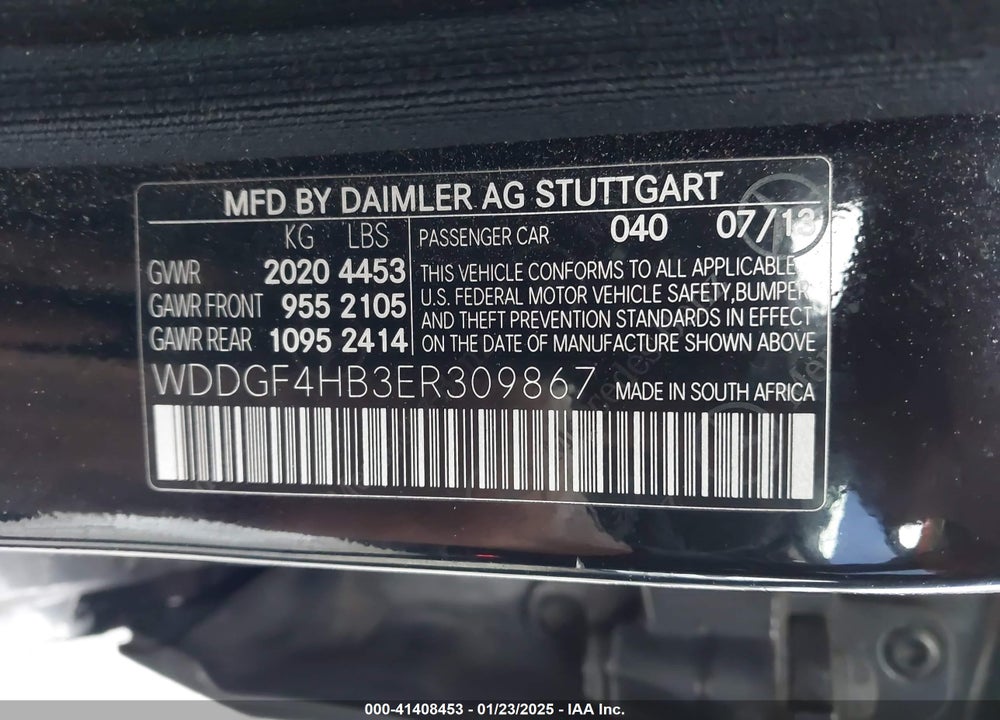 2014 MERCEDES-BENZ C 250 VIN: WDDGF4HB3ER309867