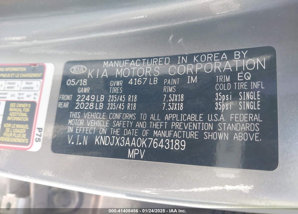 2019 KIA SOUL VIN: KNDJX3AA0K7643189