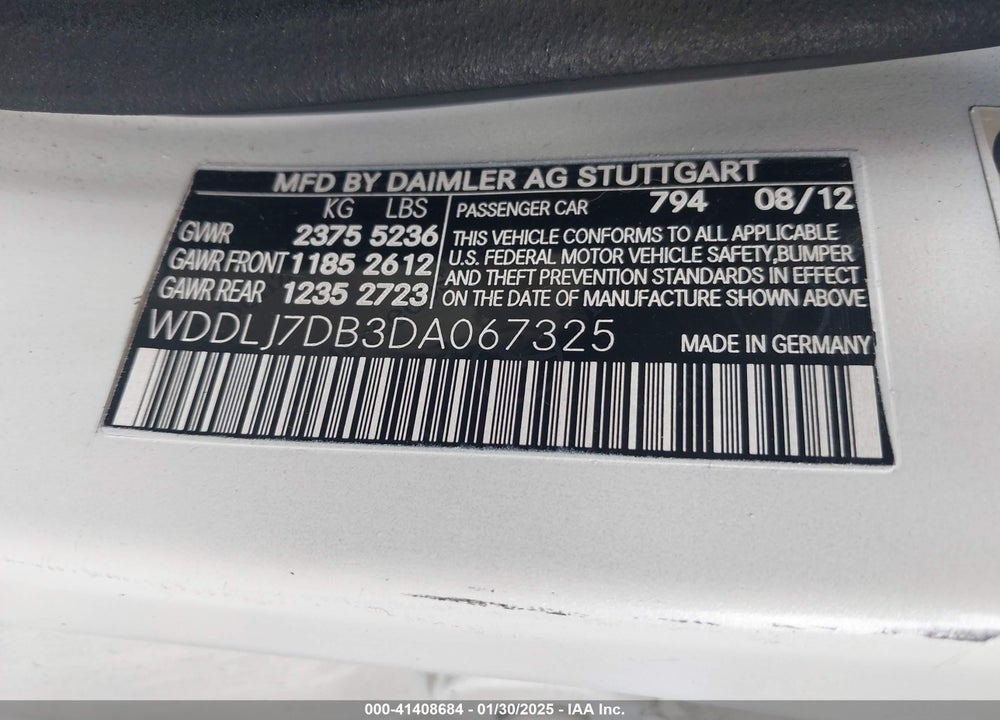 2013 MERCEDES-BENZ CLS 550 VIN: WDDLJ7DB3DA067325