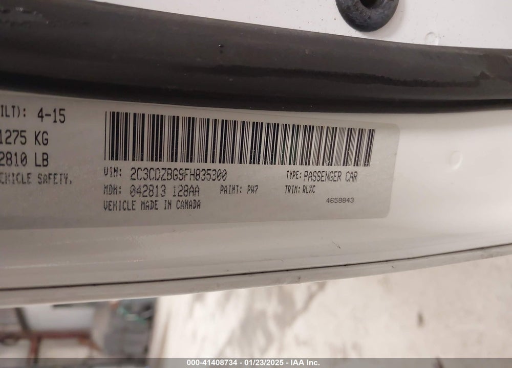2015 DODGE CHALLENGER VIN: 2C3CDZBG9FH835300