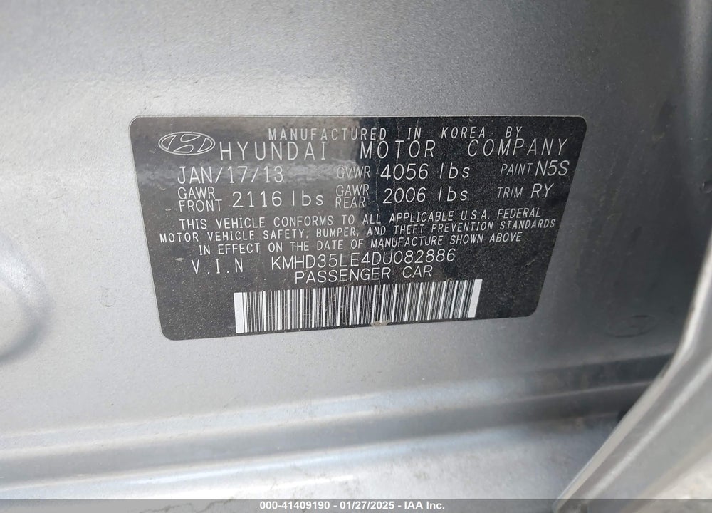 2013 HYUNDAI ELANTRA GT VIN: KMHD35LE4DU082886