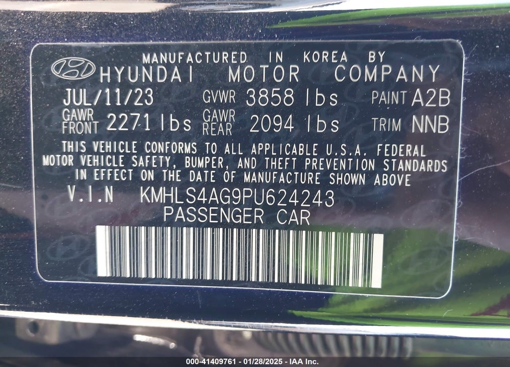 2023 HYUNDAI ELANTRA VIN: KMHLS4AG9PU624243