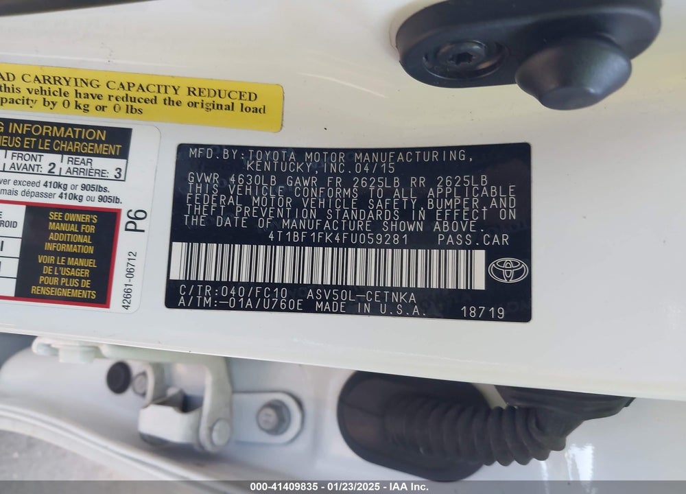 2015 TOYOTA CAMRY VIN: 4T1BF1FK4FU059281