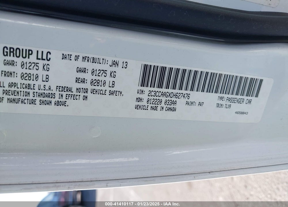 2013 CHRYSLER 300 MOTOWN VIN: 2C3CCAAGXDH627476