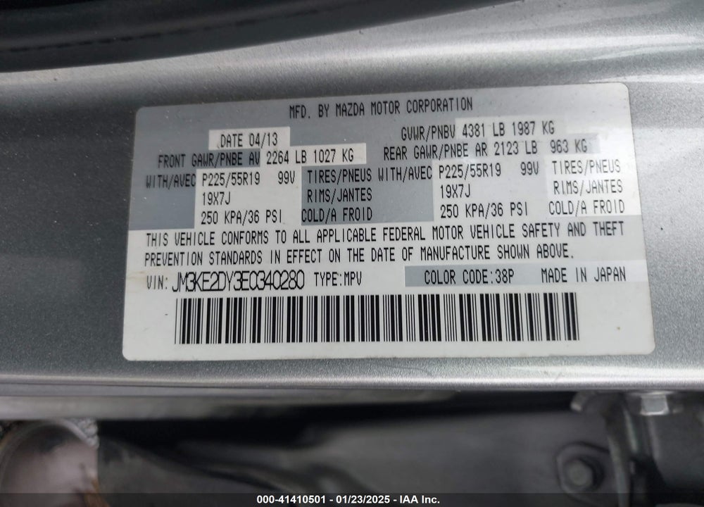 2014 MAZDA CX-5 GRAND TOURING VIN: JM3KE2DY3E0340280