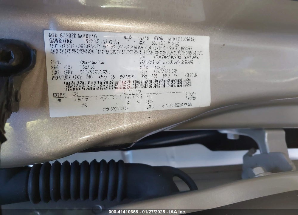 2018 FORD FOCUS VIN: 1FADP3K20JL263902