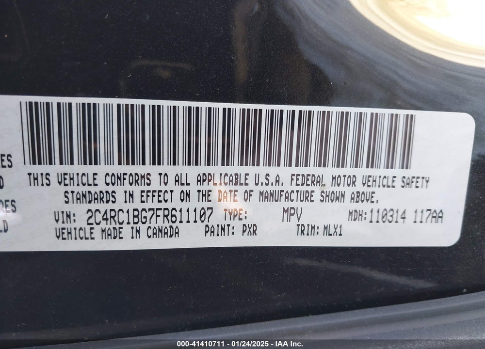 2015 CHRYSLER TOWN & COUNTRY VIN: 2C4RC1BG7FR611107