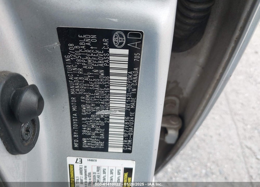 2009 TOYOTA COROLLA LE VIN: 2T1BU40E99C161336