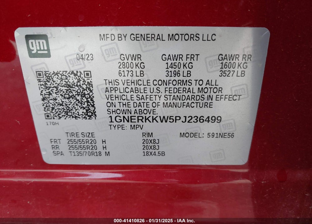 2023 CHEVROLET TRAVERSE FWD PREMIER VIN: 1GNERKKW5PJ236499
