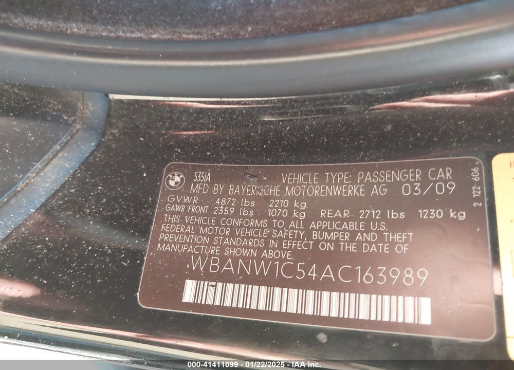 2010 BMW 535I VIN: WBANW1C54AC163989