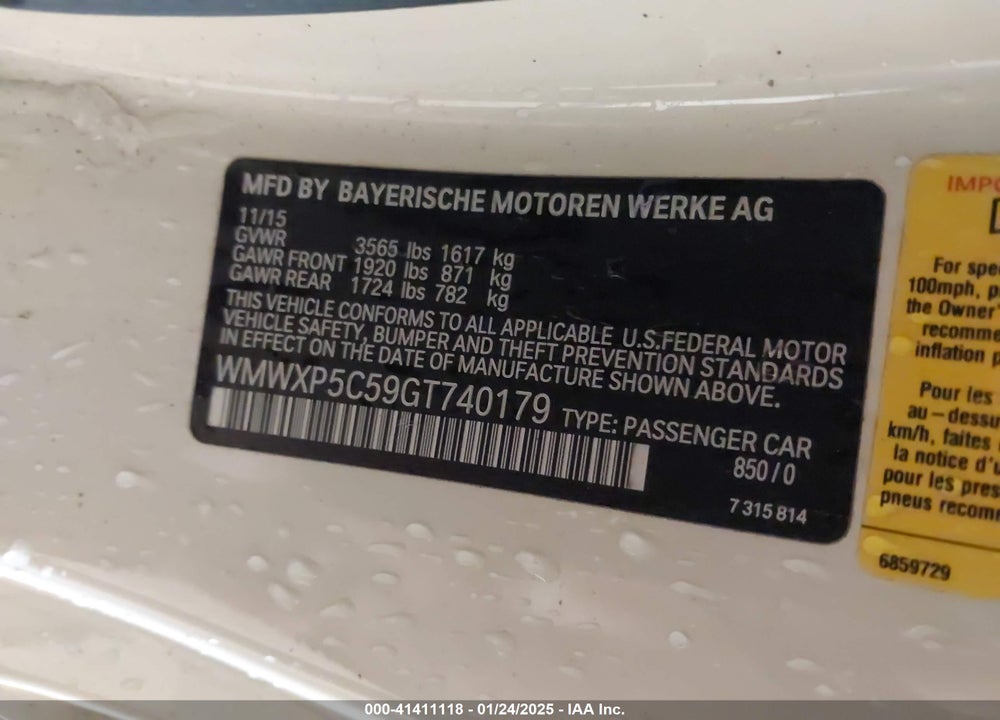 2016 MINI HARDTOP VIN: WMWXP5C59GT740179