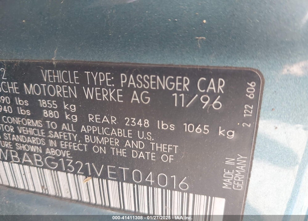 1997 BMW 328IS VIN: WBABG1321VET04016