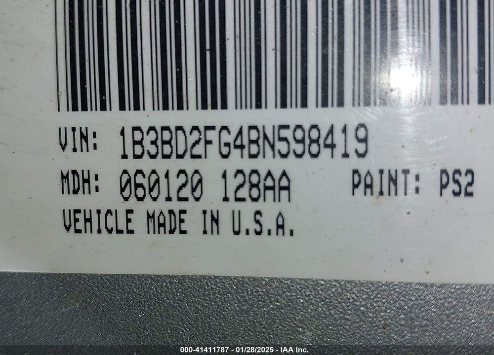 2011 DODGE AVENGER LUX VIN: 1B3BD2FG4BN598419