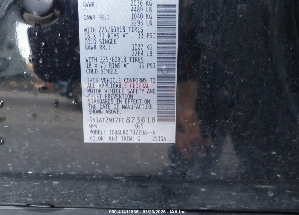 2015 NISSAN ROGUE SL VIN: 5N1AT2MT2FC873618