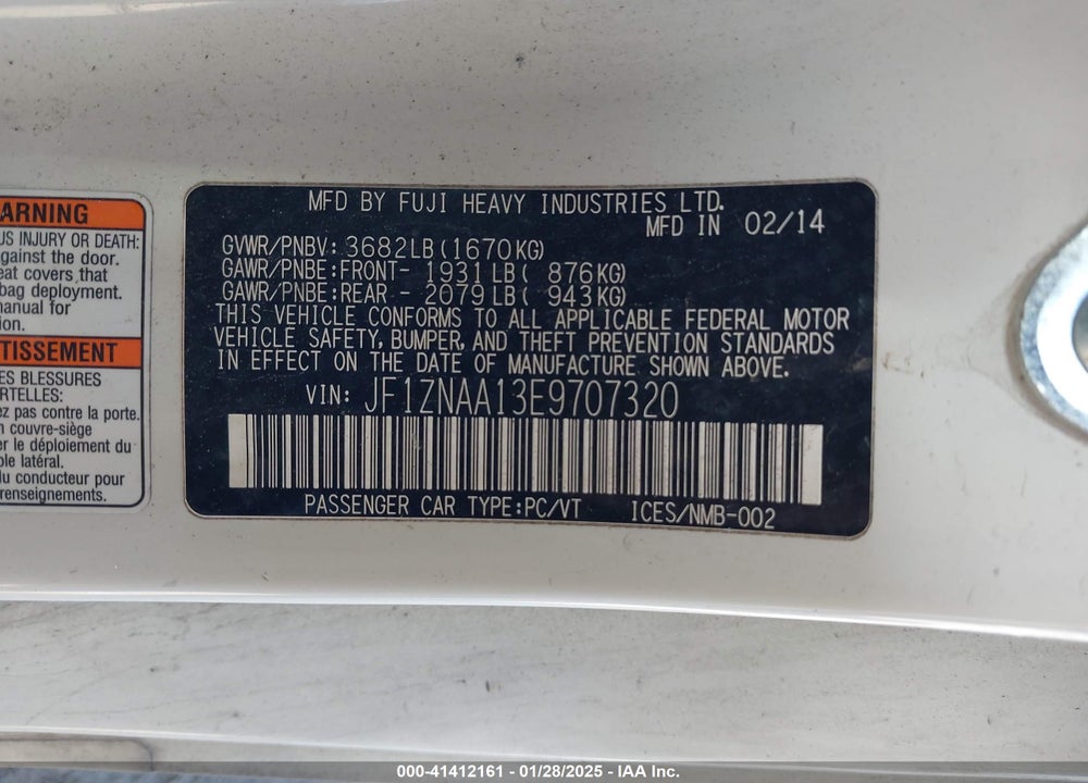 2014 SCION FR-S MONOGRAM VIN: JF1ZNAA13E9707320