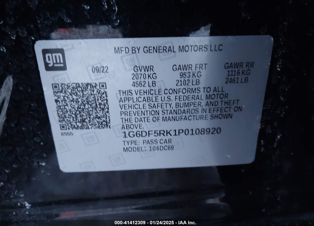 2023 CADILLAC CT4 PREMIUM LUXURY VIN: 1G6DF5RK1P0108920