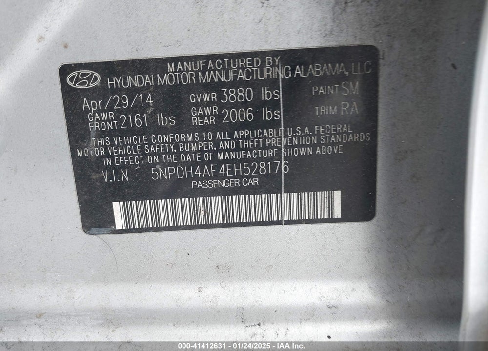 2014 HYUNDAI ELANTRA SE VIN: 5NPDH4AE4EH528176