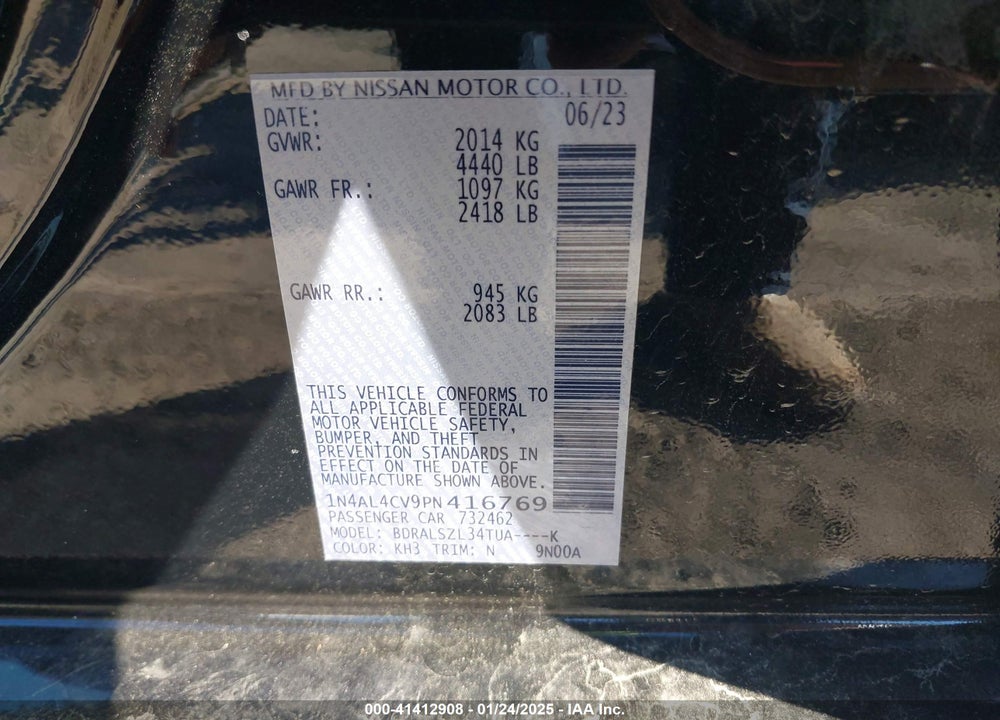 2023 NISSAN ALTIMA VIN: 1N4AL4CV9PN416769