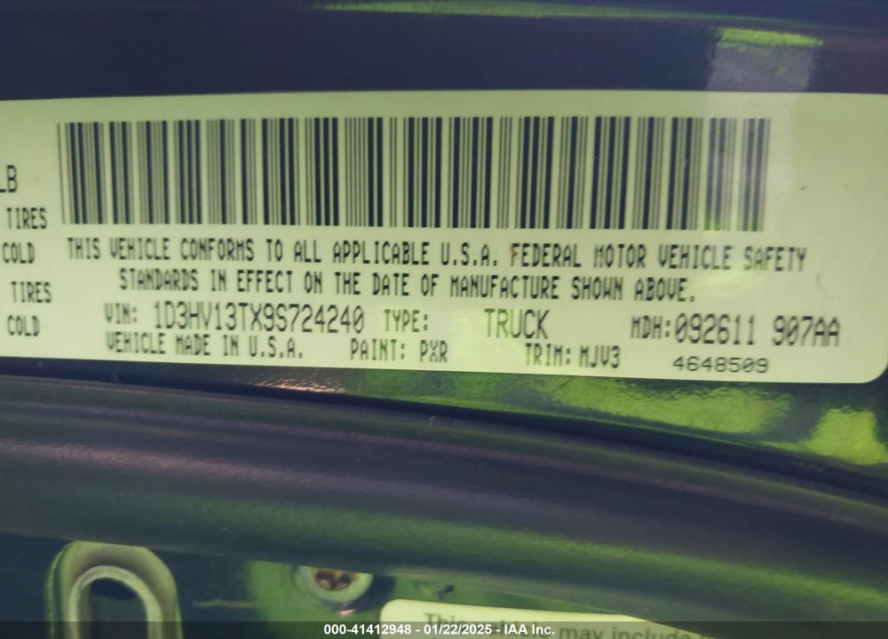 2009 DODGE RAM 1500 VIN: 1D3HV13TX9S724240