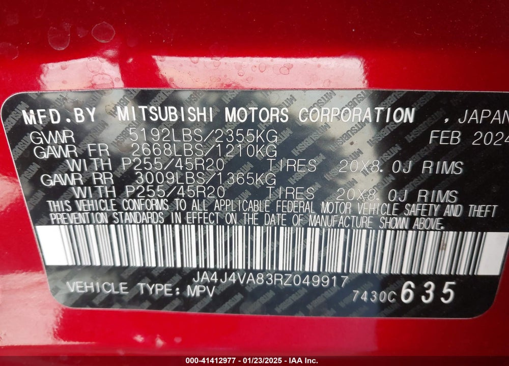 2024 MITSUBISHI OUTLANDER SE 2.5 S-AWC/SE BLACK EDITION S-AWC/SE BLACK EDITION W/PANO ROOF/SE RALLIART S-AWC VIN: JA4J4VA83RZ049917