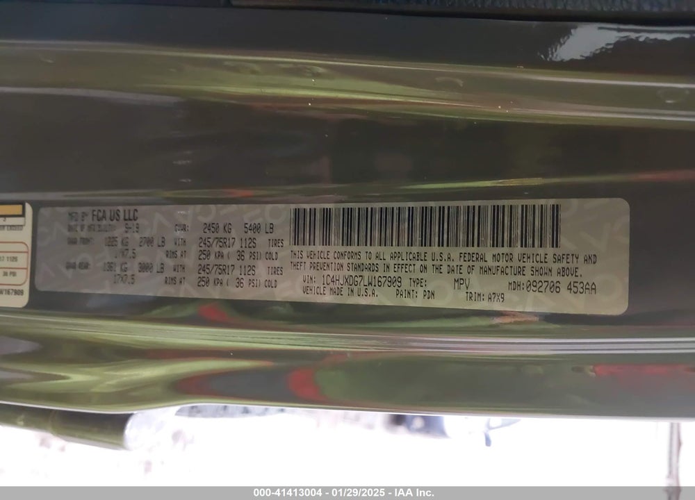 2020 JEEP WRANGLER UNLIMITED SPORT S 4X4 VIN: 1C4HJXDG7LW167909