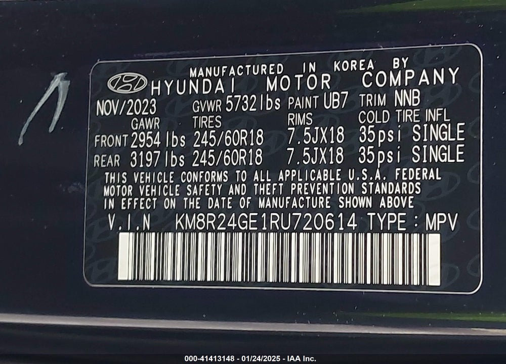 2024 HYUNDAI PALISADE SEL VIN: KM8R24GE1RU720614