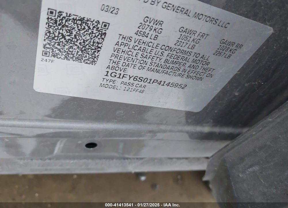 2023 CHEVROLET BOLT EUV VIN: 1G1FY6S01P4145952