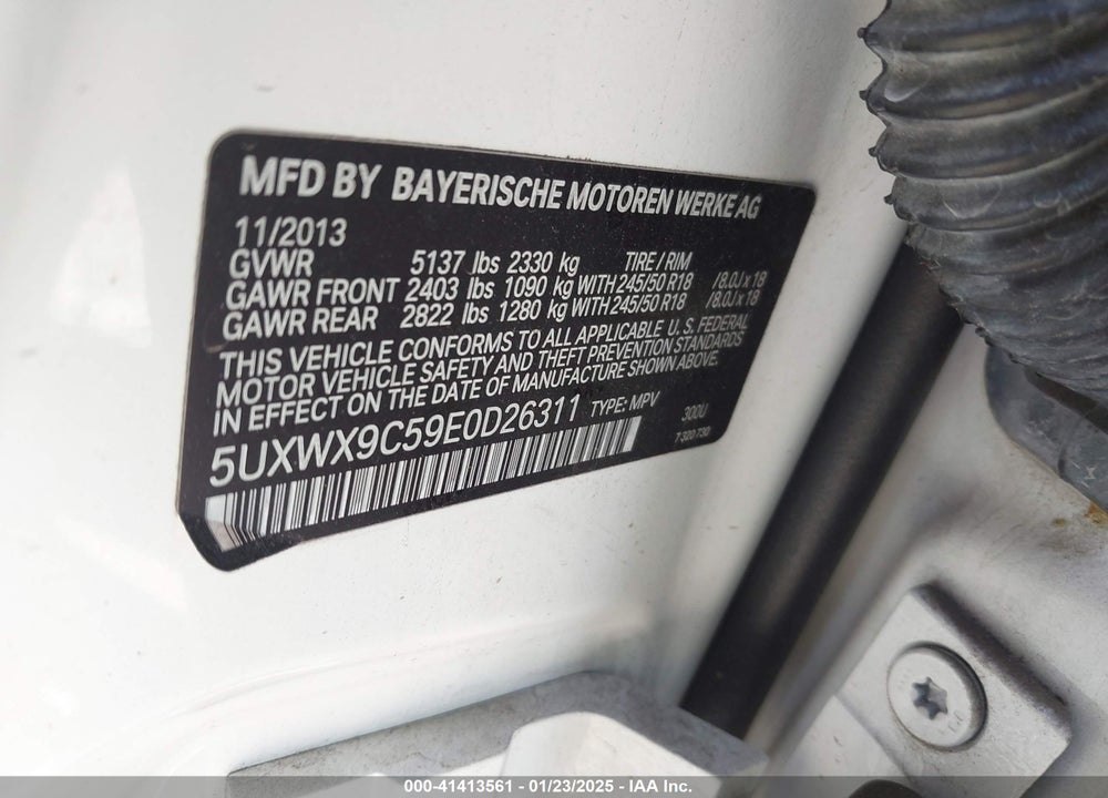 2014 BMW X3 XDRIVE28I VIN: 5UXWX9C59E0D26311